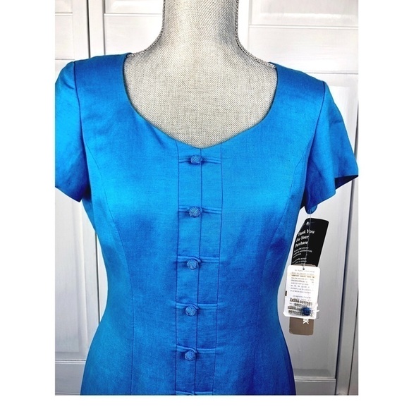 Jones New York Linen Dress l Size 8 TURQUOISE LINEN DRESS l 0977 - Picture 2 of 5